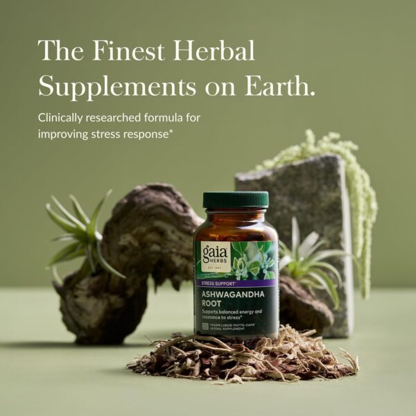 Gaia Herbs, Ashwagandha Root Vegan Liquid Phyto Capsules - Stress Relief, Immune Support Supplement, Balanced Energy Levels and Mood , 120 Ct (Pack of 1)