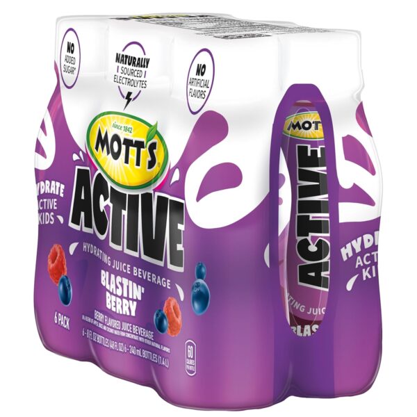 Mott's Active Blastin' Berry Hydrating Juice Beverage, 8 Fl Oz Bottles, 24 Count (4 Packs Of 6), Made With Naturally Sourced Electrolytes & Coconut Water, Gluten & Caffeine-free, Kosher
