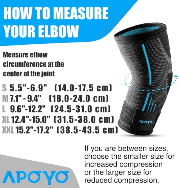 APOYO Elbow Brace for Tendonitis and Tennis Elbow, Compression Sleeve for Arthritis, Workouts, Reduce Joint Pain During Fitness Activity (Small)