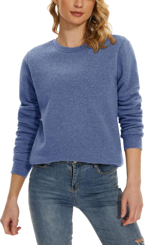 MAGCOMSEN Women's Sherpa Lined Sweatshirts Thermal Casual Crewneck Fleece Pullover Winter Warm Thick Long Sleeve Tops