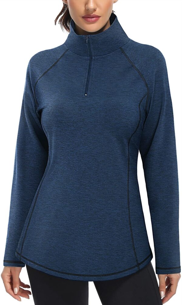 Miusey Womens Quarter Zip Running Pullover Jackets Long Sleeve Workout Tops (PRIME)