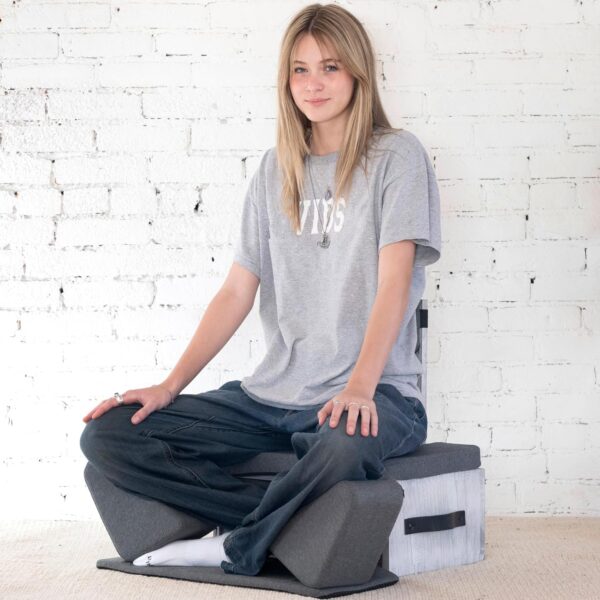 Box Meditation Floor Chair, Back Support, Knee and Hip Support, Knees, Portable and Lightweight (Gray)