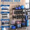 Weight Rack for Dumbbells - Dumbbell Rack for Home Gym - Home Gym Storage Rack for Dumbbells and Strength Training Equipment - Weight Rack for Home Gym with Side Shelves, Hooks and Wheels
