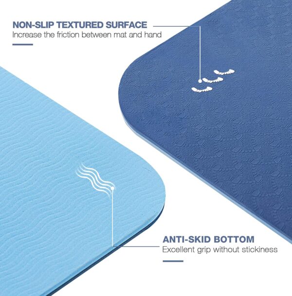 Large Yoga Mat for Men and Women 1/4 & 2/5 Inch Extra Thick TPE Fitness Mat for Home Gym Workout, Non-Slip, Eco Friendly Exercise Mat for Yoga, Pilates, Stretching, Meditation