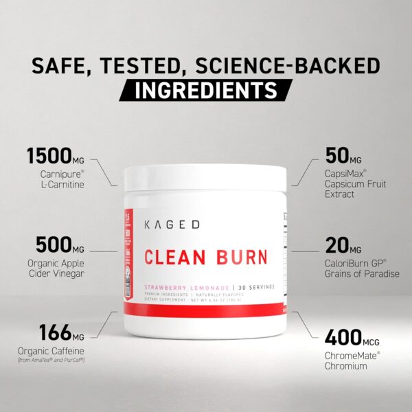 Kaged Thermogenic Powder | Clean Burn | Orange Mango | Men & Women | Weight Management Supplement | Organic Caffeine | Apple Cider Vinegar | 30 Servings