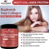 Multi Collagen Protein Powder Hydrolyzed (Type I II III V X) Grass-Fed All-in-One Super Bone Broth + Collagen Peptides - Premium Blend of Beef, Chicken, Wild Fish, Eggshell, 58 Servings, Unflavoured