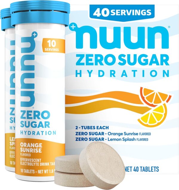 81ZoiLyLMIL._AC_SL1500_.jpg Nuun Zero Sugar Hydration Electrolyte Tablets - Sodium, Potassium, Chloride, Calcium, Magnesium, Light & Delicious Fruit Flavors, No Sugar, Gluten Free, Vegan, Mixed Citrus 4 Pack (40 Servings Total)