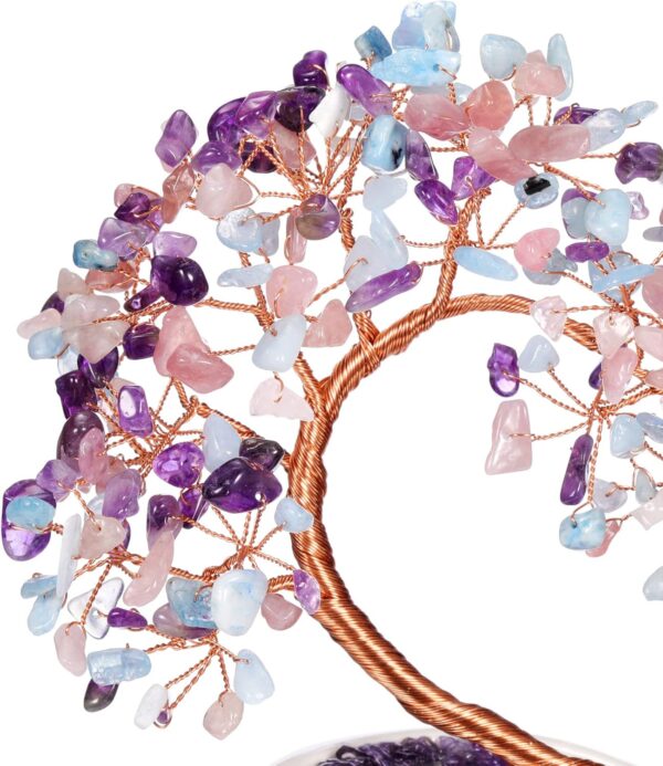 Jovivi Natural Crystal Heart Money Tree Healing Gemstone Bonsai Tree for Wedding Ceremony Reiki Balancing Energy Meditation Feng Shui Wealth & Good Luck Home Indoor Office Decor 7.87"-8.26"