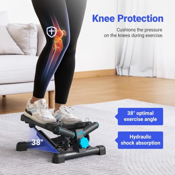 MERACH Mini Stepper for Exercise, Twist Stair Stepper 330LBS Capacity, Stepper Exercise Equipment with Resistance Bands for Full Body Workout at Home
