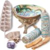 Blue River Sage Smudging & Energy Cleansing Kit with Amethyst, White Sage, Palo Santo, Abalone Shell, Stand & Guide (Regular)