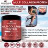 Multi Collagen Protein Powder Hydrolyzed (Type I II III V X) Grass-Fed All-in-One Super Bone Broth + Collagen Peptides - Premium Blend of Beef, Chicken, Wild Fish, Eggshell, 58 Servings, Unflavoured