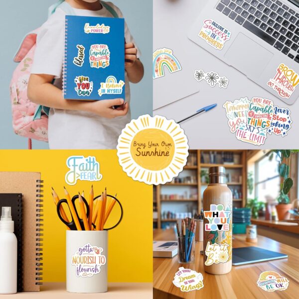 300PCS Affirmation Stickers, Holographic Motivational Sticker Pack, Positive Journal Encouraging Shiny Quotes for Kids, Teachers, Classroom, Waterproof Scrapbook Supplies