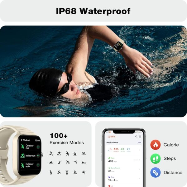 Fitpolo Smart Watch for Men Women,1.8” Touchscreen, Bluetooth Call, Alexa Built-in,24/7 Heart Rate SpO2 Monitor, Step Counting, Sleep Tracking,IP68 Waterproof Fitness Tracker Watch for Android iPhone