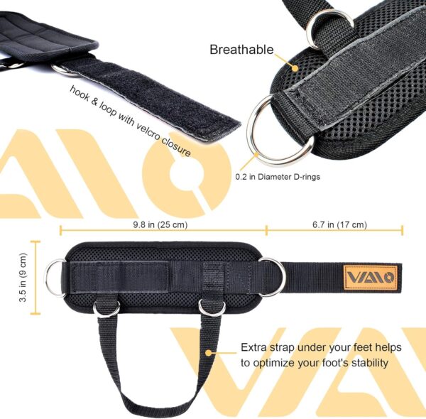 VAIIO Ankle Straps for Cable Machines,Adjustable Comfort fit Neoprene, Reinforce Double D-Ring - Premium Ankle Cuffs to Improve Abdominal Muscles, Lift The Butts, Tone The Legs for Men & Women