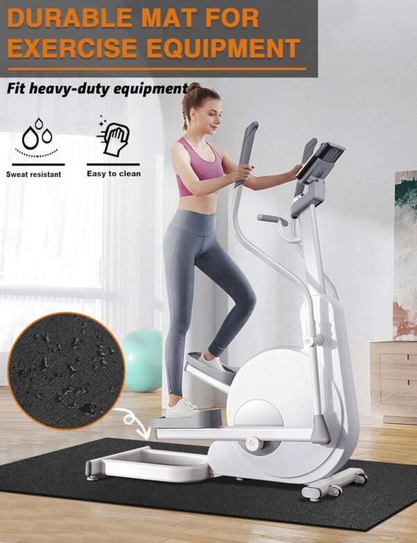 Exercise Equipment Mat 24"x68"/ 30"x60"/ 36"x78"/ 36"x96" Treadmill Mat Exercise Bike Mat for Stationary Spin Bike Trainer Elliptical Gym Workout Fitness Equipment Rower Mat for Hardwood Floors