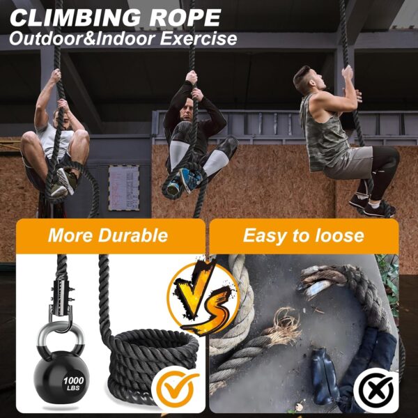 Climbing Rope 1.5 Inch Diameter 10/15 / 20/30 Feet Length Gym Climbing Rope for Workout Fitness & Strength Training, Gym Rope, Exercise Climbing Rope in Black for Adults Outdoor & Indoor