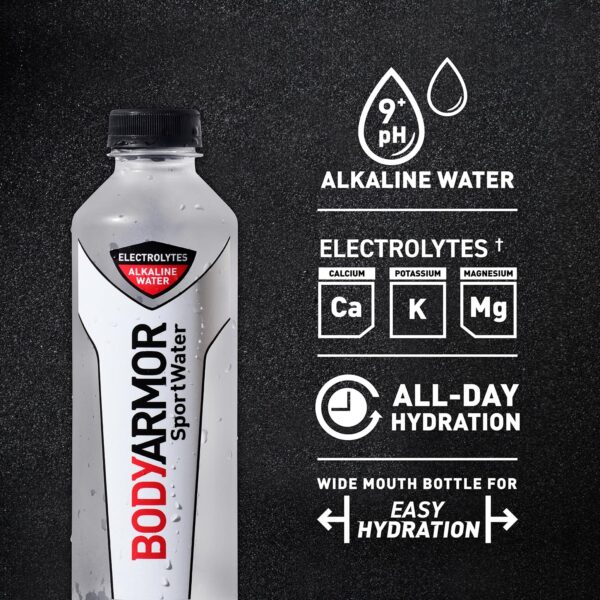 BODYARMOR SportWater Alkaline Water, Superior Hydration, High Alkaline Water pH 9+, Electrolytes, Perfect for your Active Lifestyle, 700mL (Pack of 24)