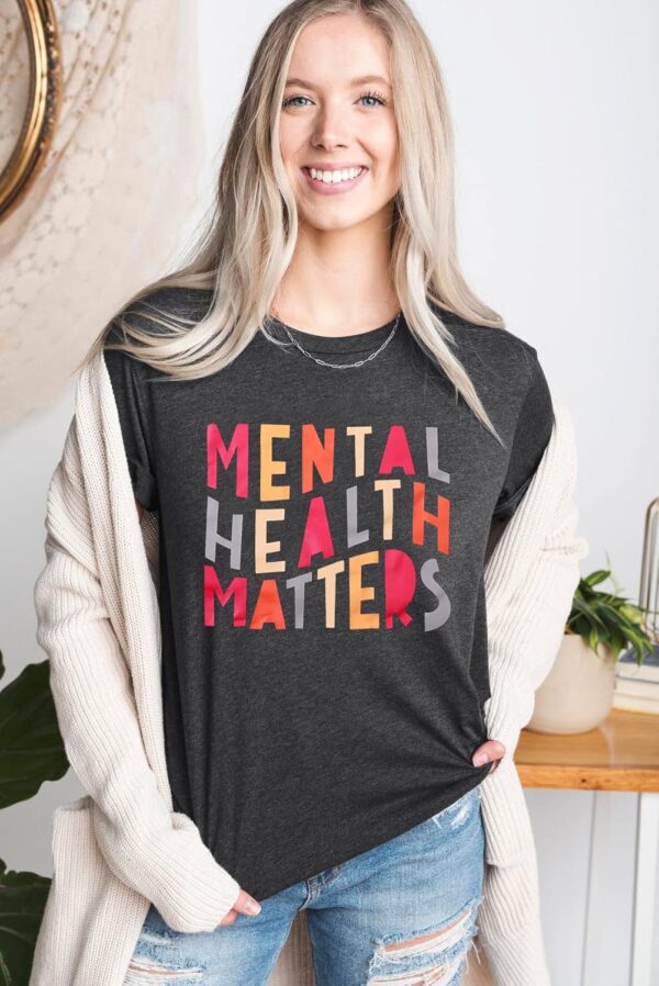 LOTUCY Mental Health Matters T Shirt Women Funny Therapist Psychologist Tee Shirt Human Brain Illness Awareness Tops