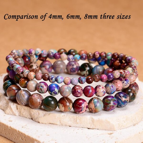 4mm Natural Healing Gemstone Bracelet Handmade Yoga Stretch Elastic Bracelet Stress Relief Crystal Jewelry for Men and Women (4mm Imperial Jasper)