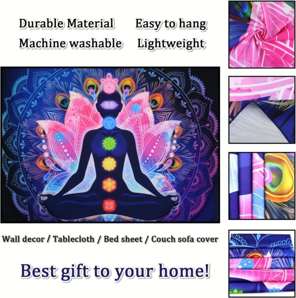 Maccyafst Seven Chakra Yoga Meditation Wall Hanging - Colorful Mandala Indian Hippie Chakra Tapestry for Studio Room (H59.1 W78.7)