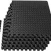 Mat Block Interlocking Foam Tiles Puzzle Mats for Floor 24 SQ FT, 1/2 inch, 6 Tiles, EVA Gym Mat Flooring Exercise Equipment Mat for Home Gym Equipment, Black, 6pcs