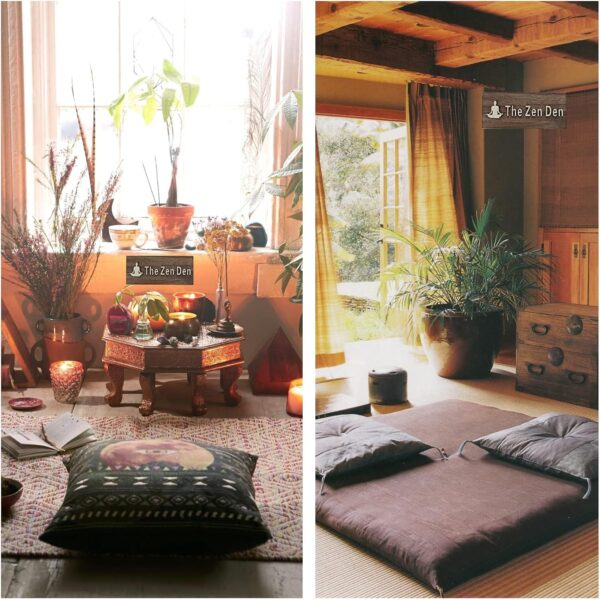 The Zen Den signs Room Decor Meditation in Progress Wall Hanging Sign,Inspirational Wooden Door Plaque for Yoga Studio Bedroom Decoration (Brown)