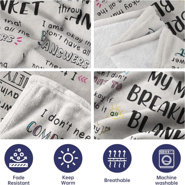 My Mental Breakdown Blanket, Mental Health/Inspirational Gifts for Women Men, Mental Health Counselor Gifts, Daily Affirmations, Stress Relief/Self Care Love Gifts, Calm Down Corner Supplies
