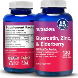 Quercetin 1000mg Veggie Capsules, Non-GMO, Elderberry Zinc Quercetin Supplements Supports Immune, Cardiovascular & Respiratory Health,120 Capsules (Pack of 1)