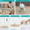 Cute Ceramic Cat Incense Stick Holder, Insence Burner Set, Large Beechwood Ash Catcher Copper Incense Stand Incense Sticks Brush, Meditation Yoga Massage Work Read Home Decor (A, B-Green)