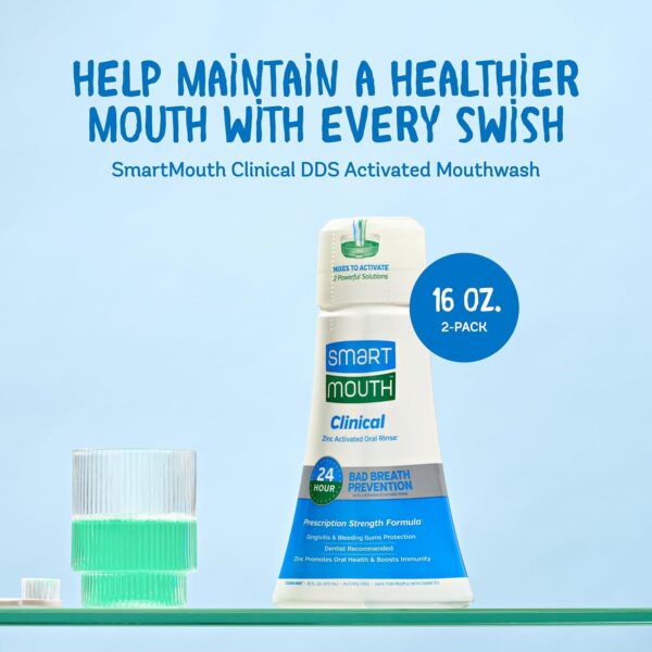 SmartMouth DDS Activated Clinical Mouthwash - Adult Mouthwash for Fresh Breath - Clinical Strength Mouthwash for Gum Health, Gingivitis & More - Clean Mint Flavor, 16 fl oz (3 Pack)