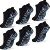 SkiBeaut 6 Pairs Non Slip Men Women Socks Unisex Pilates Man Woman Grips Cushion Socks for Yoga Barre Home & Hospital