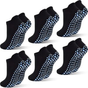 SkiBeaut 6 Pairs Non Slip Men Women Socks Unisex Pilates Man Woman Grips Cushion Socks for Yoga Barre Home & Hospital