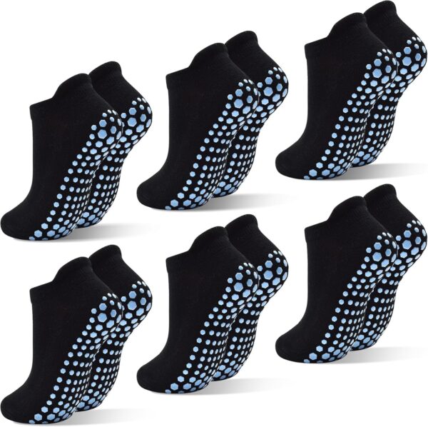 SkiBeaut 6 Pairs Non Slip Men Women Socks Unisex Pilates Man Woman Grips Cushion Socks for Yoga Barre Home & Hospital