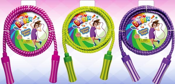 JA-RU Nylon Braided Jump Rope for Kids 7 Ft. (Ropes Assorted) Skipping Rope w/Handle. Exercise Equipment & Outside Activities for Kids. Bulk Gymnastics Party Favors. 758