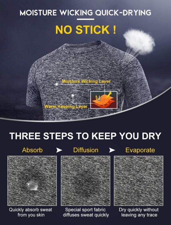 Xelky 4-5 Pack Men's Dry Fit T Shirt Moisture Wicking Athletic Tees Exercise Fitness Activewear Short Sleeves Gym Workout Top