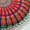 CRAFT KALA Mandala Floor Pillow Cushion Cover Seating Throw Cover Hippie Decorative Bohemian Ottoman Poufs Pom Pom Pillow Cases Boho Indian Cotton Living Room Yoga Home Décor (24" Round, Multi Mirchi)