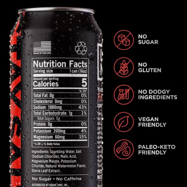 LMNT Sparkling Electrolyte Drink - Watermelon Salt | 12-Count