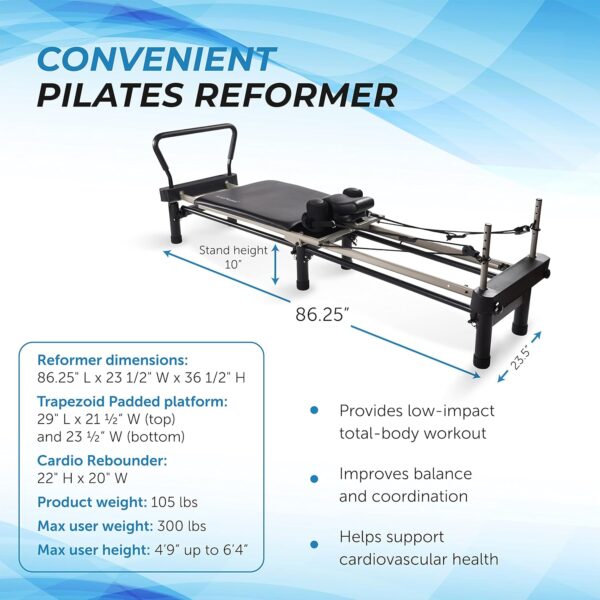 AeroPilates Reformer Home Workout Equipment, Pilates Machine w/Resistance