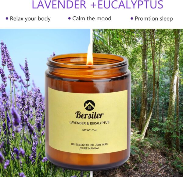 Aromatherapy Candles, Scented Candles, 7OZ Lavender Eucalyptus Candles Stress Relief and Relax for Home & Bedroom Gift for Women Birthday Christmas, Soy Wax Candle