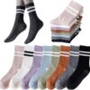 Tergy 8 Pairs Long Yoga Socks with Grip for Women Anti Skid Gripper Socks No Slip Socks for Pilates, Barre, Dance,Yoga