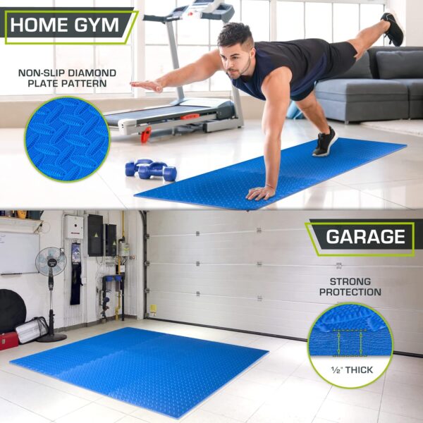 ProsourceFit Puzzle Exercise Mat ½ in, EVA Interlocking Foam Floor Tiles for Home Gym, Mat for Home Workout Equipment, Floor Padding for Kids, Black, 24 in x 24 in x ½ in, 24 Sq Ft - 6 Tiles