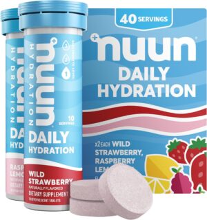 Nuun Hydration Daily, Wellness Electrolyte Tablets, Mixed Berry, No Sugar, 5 Essential Electrolytes for Hydration, Vegan, Gluten Free, 4 Pack (40 Servings)