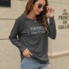 EADINVE "FUN FACT: I don't care Letter Print Women's Crewneck Sweatshirt Raglan Long Sleeve Casual Pullover Tops
