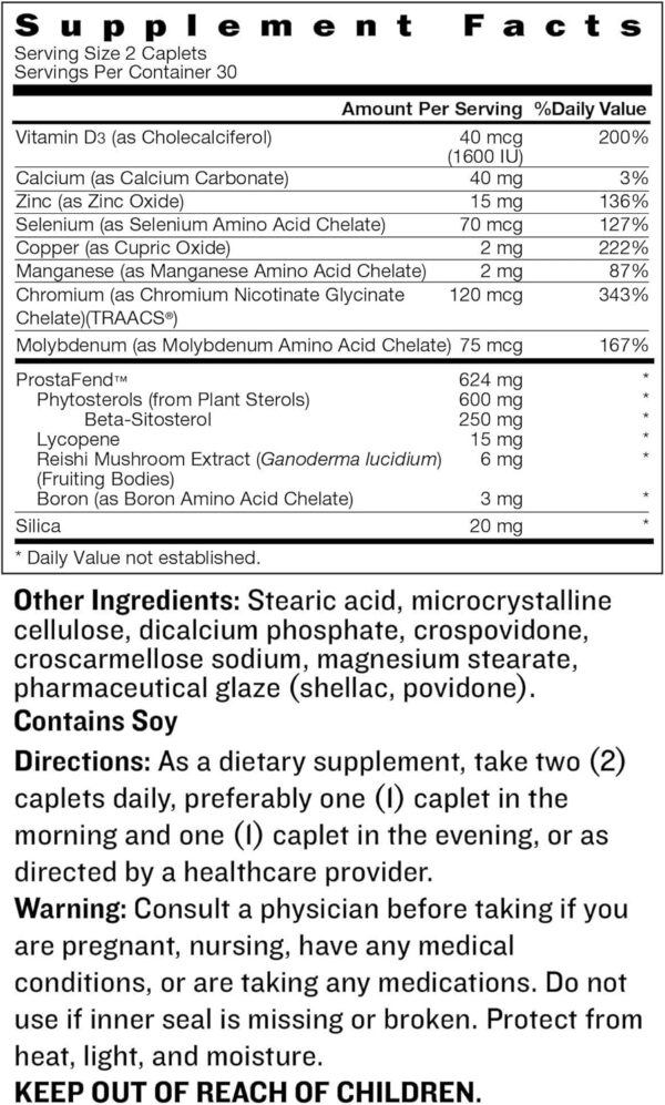 Advanced Prostate Supplement for Men – Reduce Bathroom Trips, Promote Sleep, Support Urinary Health & Bladder Emptying. Beta Sitosterol not Saw Palmetto. (60 Caplets, 1-Bottle)