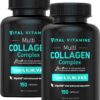 Vital Vitamins Multi Collagen for Women & Men (2-Pack) - Type I, II, III, V, X - Grass Fed, Non-GMO - 300 Capsules