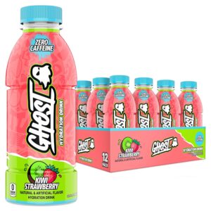 GHOST Hydration Drink, Kiwi Strawberry - RTD Sports Drinks with Electrolytes for Hydration - Beverage for Athletes - Zero Caffeine & Zero Sugars - 16.9 Fl Oz, 12 Pack