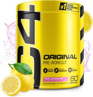 Cellucor C4 Original Pre Workout Powder Pink Lemonade Vitamin C for Immune Support Sugar Free Preworkout Energy for Men & Women 150mg Caffeine + Beta Alanine + Creatine 60 Servings