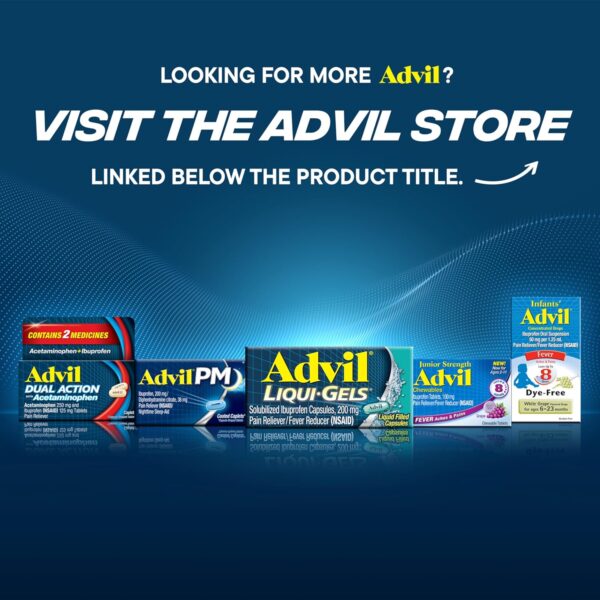 Advil Liqui-Gels Pain Reliever and Fever Reducer, Pain Medicine for Adults with Ibuprofen 200mg for Headache, Backache, Menstrual Pain and Joint Pain Relief - 50x2 Liquid Filled Capsules
