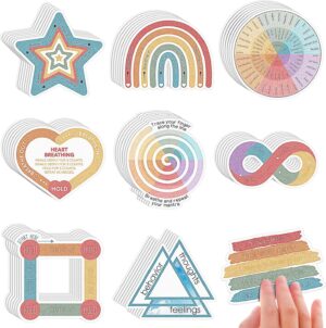 Crtiin 80 Pcs Anxiety Sensory Stickers Calm Anxiety Textured Stickers Mindfulness Relief Mental Health Sticker Anti Stress Sensory Items Anxiety Relief for Kids Adults Office School Counselor Supplies