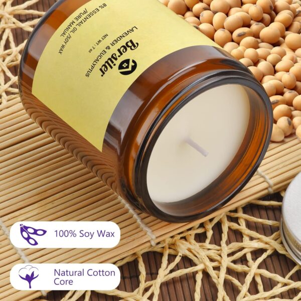 Aromatherapy Candles, Scented Candles, 7OZ Lavender Eucalyptus Candles Stress Relief and Relax for Home & Bedroom Gift for Women Birthday Christmas, Soy Wax Candle